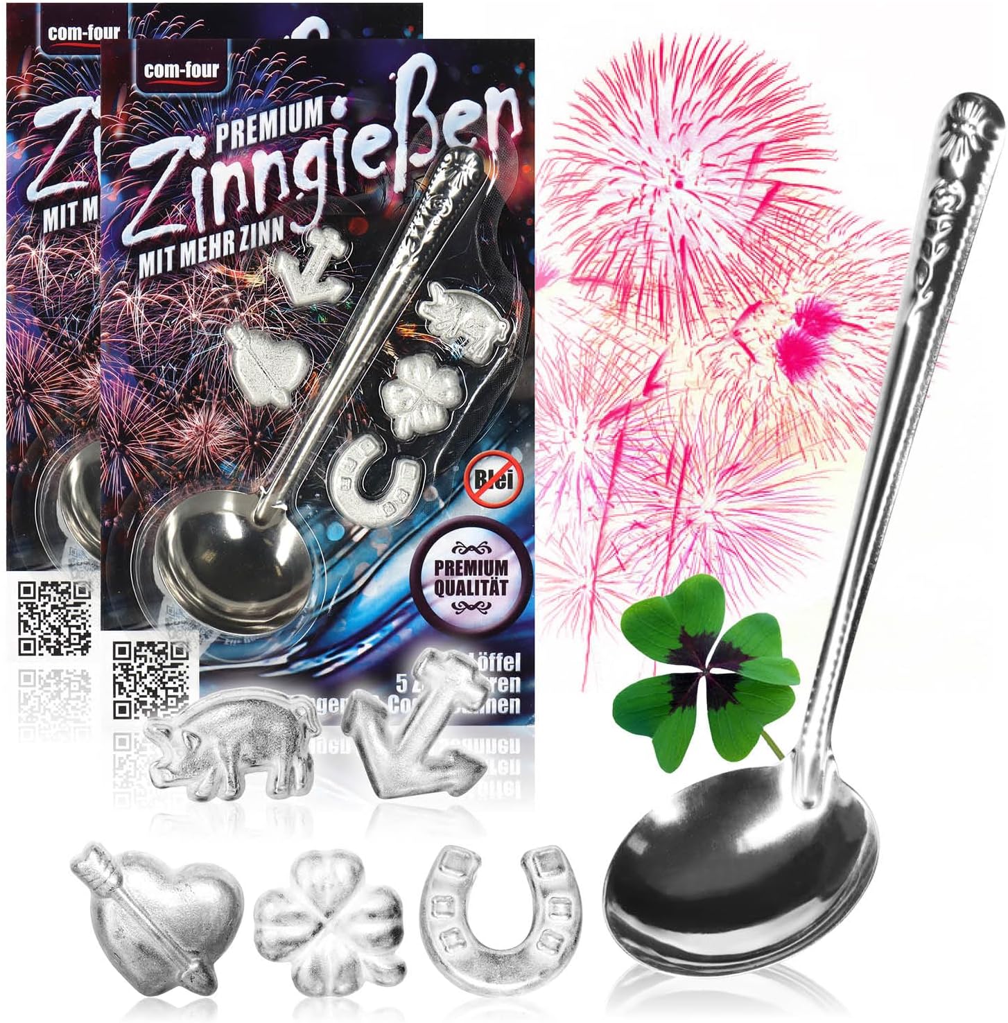 Premium Zinngießen mit 10 extra schweren Figuren und 2 Löffel